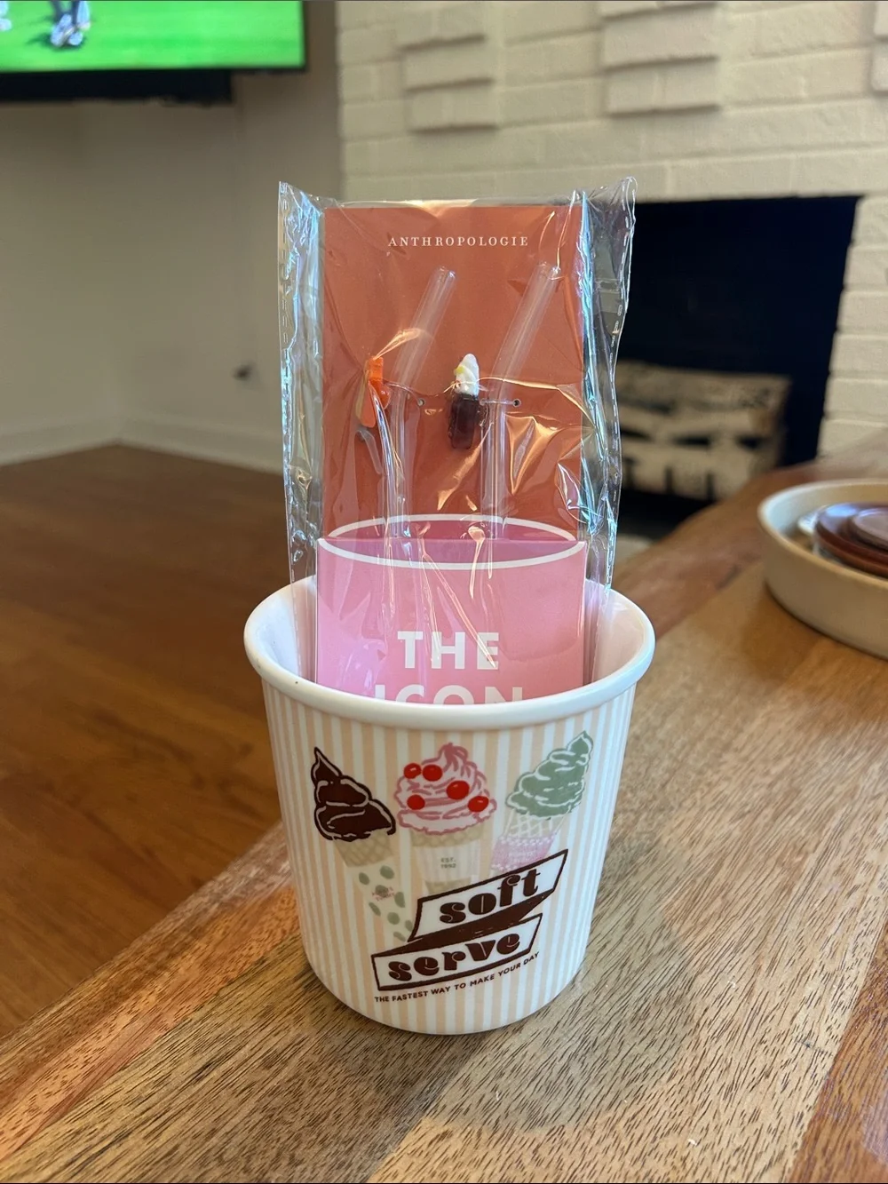 Anthropologie Ice Cream Straw and Bowl Set